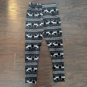 *10/$25* Girl's Fleece Lined Reindeer Leggings - Like New - Approx. Size 6